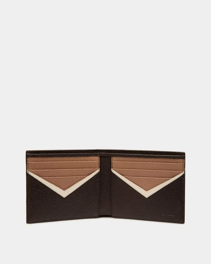 Men Bally Wallets and Card Holders Flag Bifold Wallet In Ebano Leather Brown Men Bally Wallets and Card Holders Flag Bifold Wallet In Ebano Leather Brown