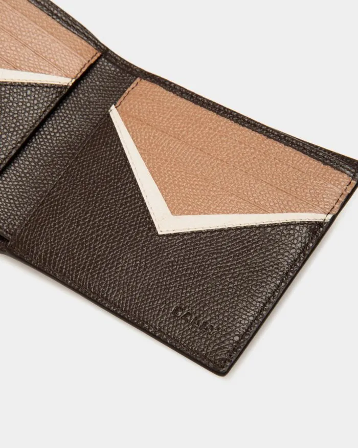 Men Bally Wallets and Card Holders Flag Bifold Wallet In Ebano Leather Brown Men Bally Wallets and Card Holders Flag Bifold Wallet In Ebano Leather Brown