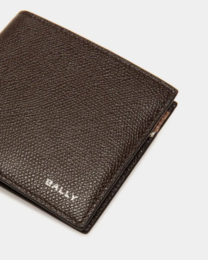 Men Bally Wallets and Card Holders Flag Bifold Wallet In Ebano Leather Brown Men Bally Wallets and Card Holders Flag Bifold Wallet In Ebano Leather Brown