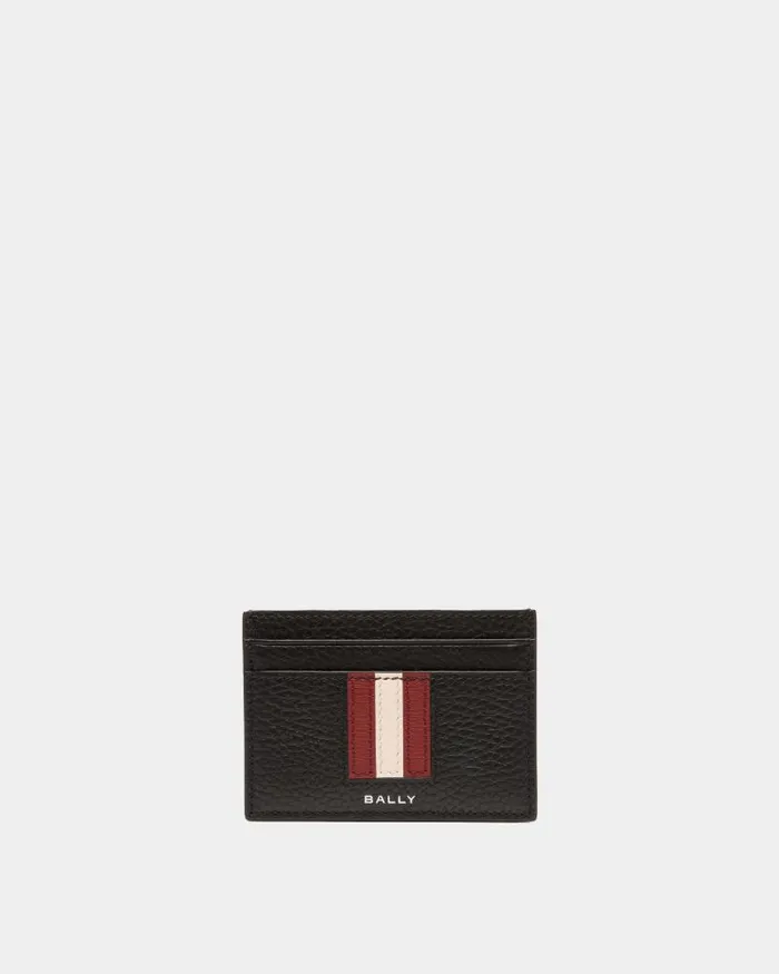 Men Bally Wallets and Card Holders Ribbon Card Holder In Black Grained Leather Black Men Bally Wallets and Card Holders Ribbon Card Holder In Black Grained Leather Black