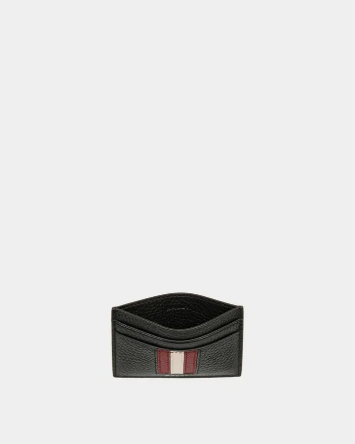 Men Bally Wallets and Card Holders Ribbon Card Holder In Black Grained Leather Black Men Bally Wallets and Card Holders Ribbon Card Holder In Black Grained Leather Black