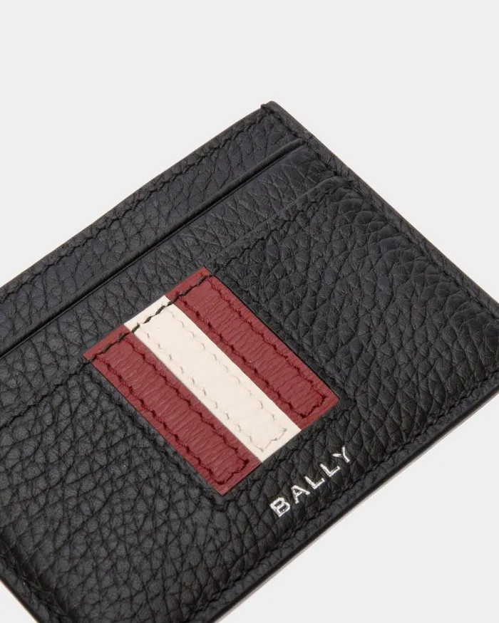 Men Bally Wallets and Card Holders Ribbon Card Holder In Black Grained Leather Black Men Bally Wallets and Card Holders Ribbon Card Holder In Black Grained Leather Black