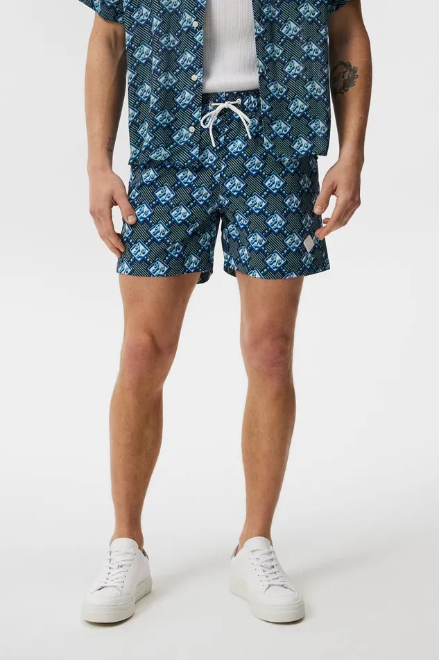 Men Banks Diamond JL Swim Trunks Estate Blue JLindeberg Swim Shorts
