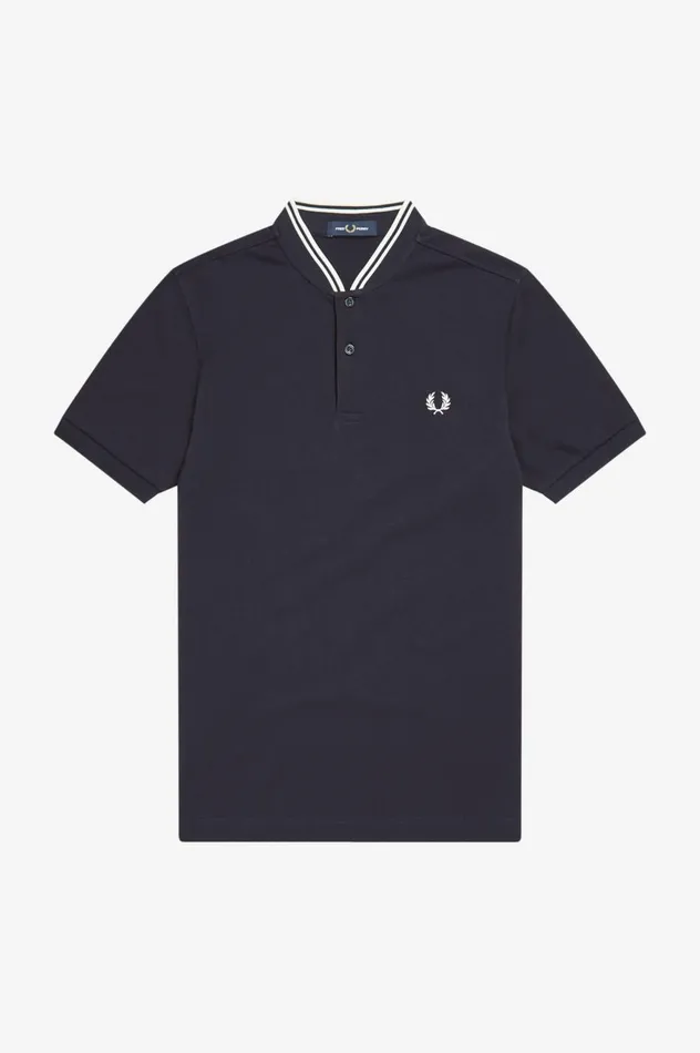 Men Bomber Collar Polo Shirt Navy Fred Perry Polo Shirts