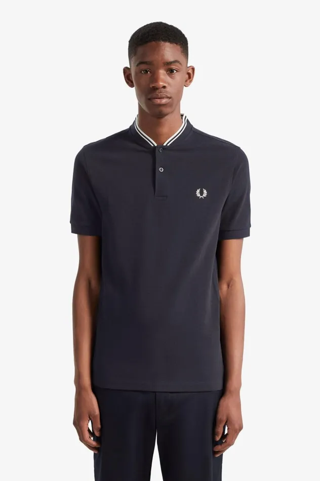 Men Bomber Collar Polo Shirt Navy Fred Perry Polo Shirts