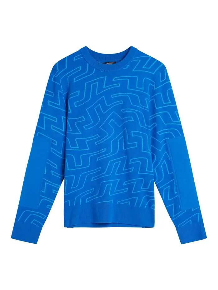 Men Bridge Swirl Knitted Sweater Lapis Outline Bridge Swirl JLindeberg Knitwear Men Bridge Swirl Knitted Sweater Lapis Outline Bridge Swirl JLindeberg Knitwear