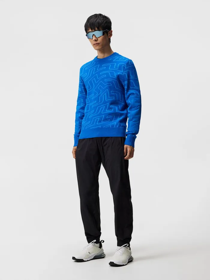 Men Bridge Swirl Knitted Sweater Lapis Outline Bridge Swirl JLindeberg Knitwear Men Bridge Swirl Knitted Sweater Lapis Outline Bridge Swirl JLindeberg Knitwear