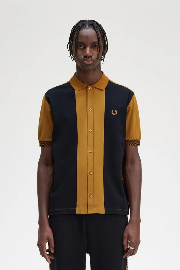 Men Button Through Polo Shirt Dark Caramel Fred Perry Polo Shirts