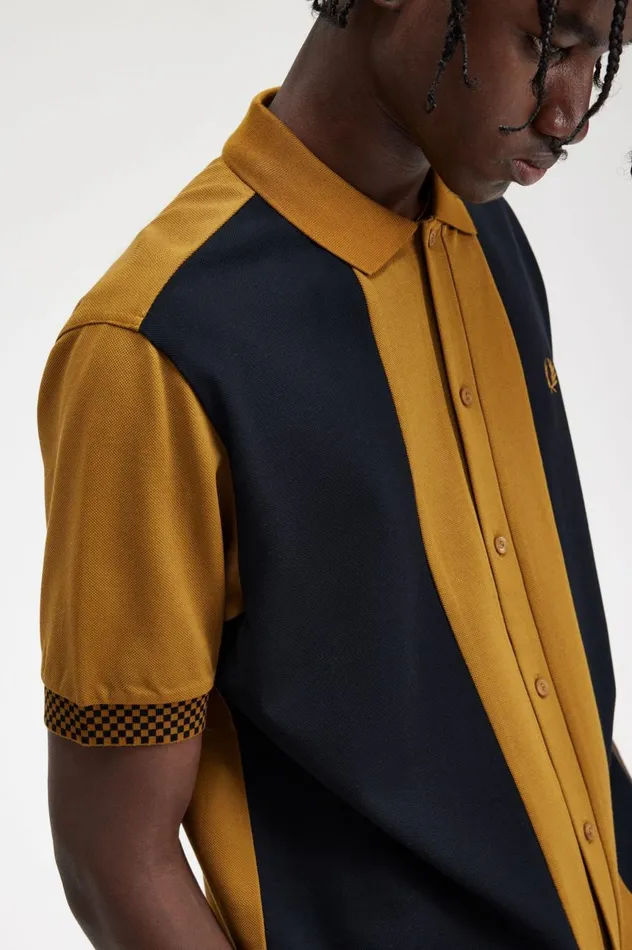 Men Button Through Polo Shirt Dark Caramel Fred Perry Polo Shirts
