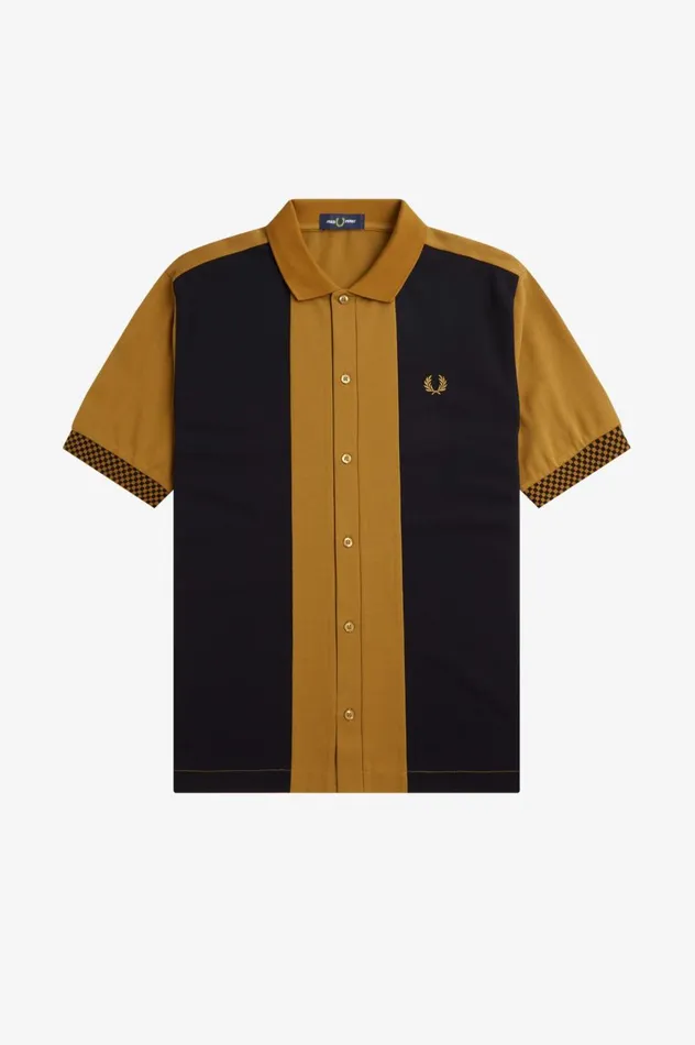 Men Button Through Polo Shirt Dark Caramel Fred Perry Polo Shirts