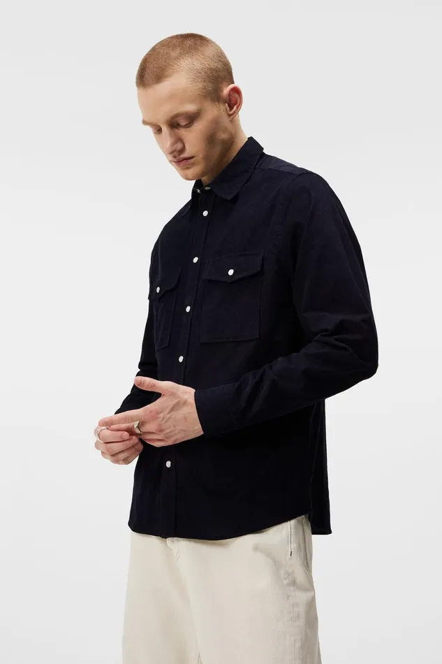 Men Carlos Reg Cord Shirt JL Navy JLindeberg Shirts