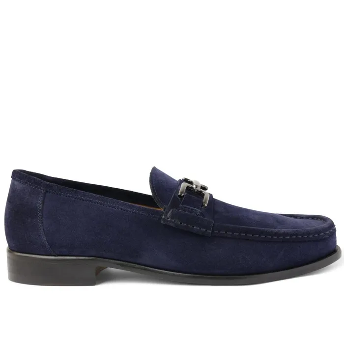 Men Casual Shoes Bruno Magli Trieste Classic Leather Moccasin 8211 Navy Suede