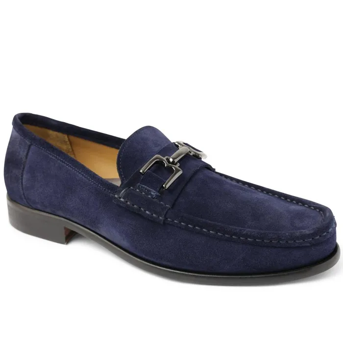 Men Casual Shoes Bruno Magli Trieste Classic Leather Moccasin 8211 Navy Suede