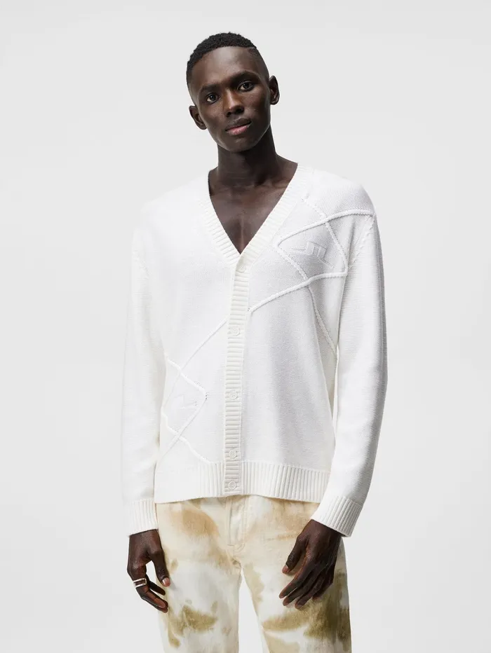 Men Clarke Knitted Cardigan White JLindeberg Knitwear