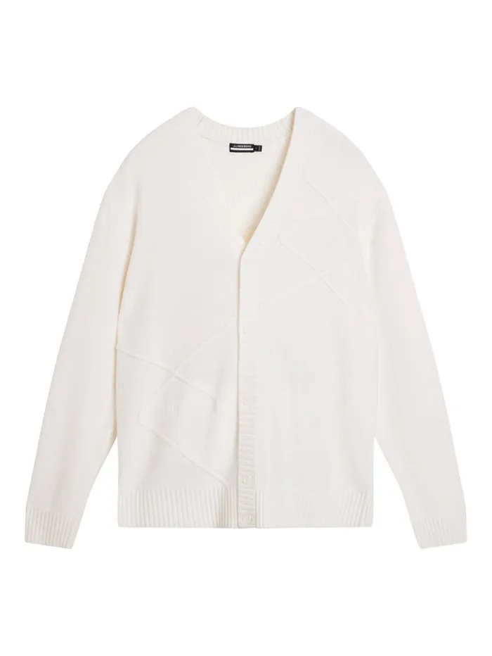 Men Clarke Knitted Cardigan White JLindeberg Knitwear Men Clarke Knitted Cardigan White JLindeberg Knitwear