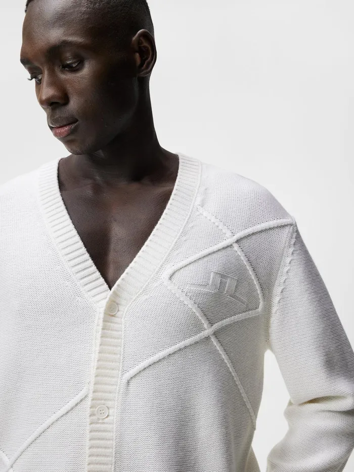 Men Clarke Knitted Cardigan White JLindeberg Knitwear Men Clarke Knitted Cardigan White JLindeberg Knitwear