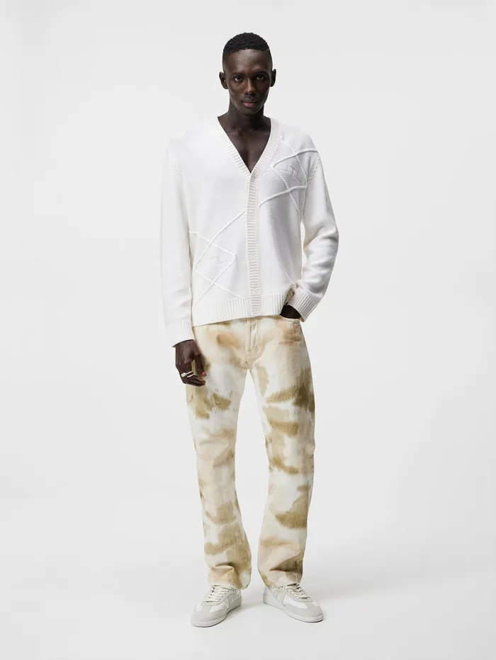 Men Clarke Knitted Cardigan White JLindeberg Knitwear Men Clarke Knitted Cardigan White JLindeberg Knitwear