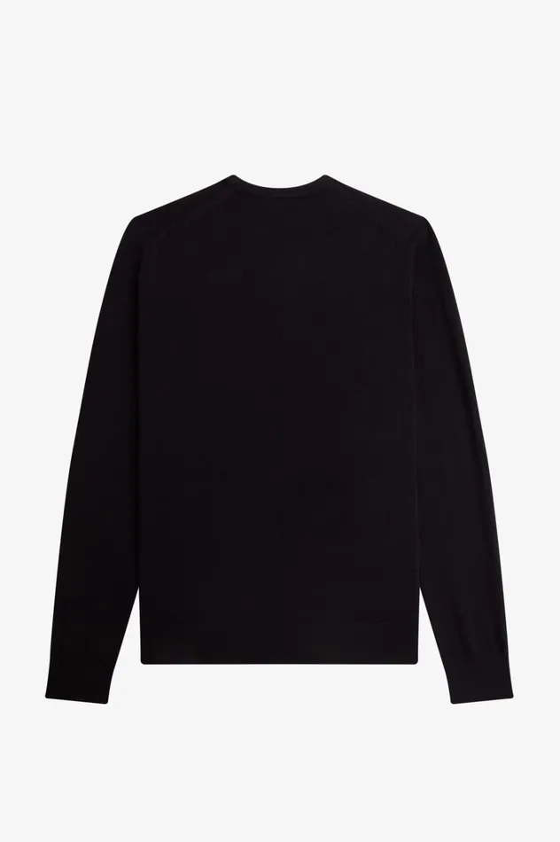 Men Classic Crew Neck Jumper Black Fred Perry Knitwear