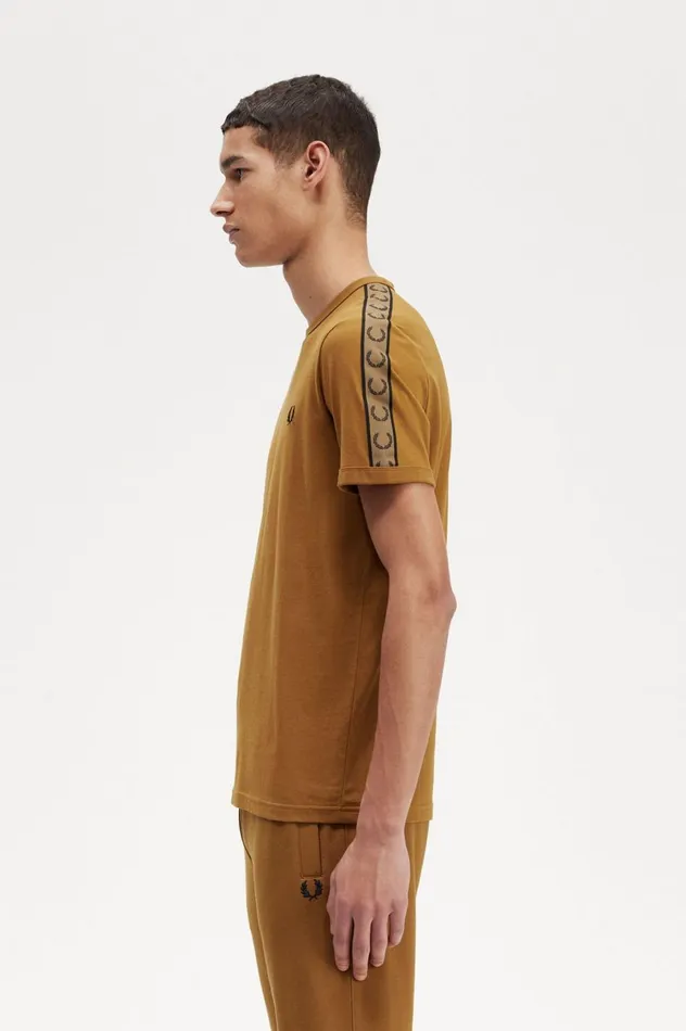 Men Contrast Tape Ringer TShirt Dark Caramelshaded Stone Fred Perry TShirts