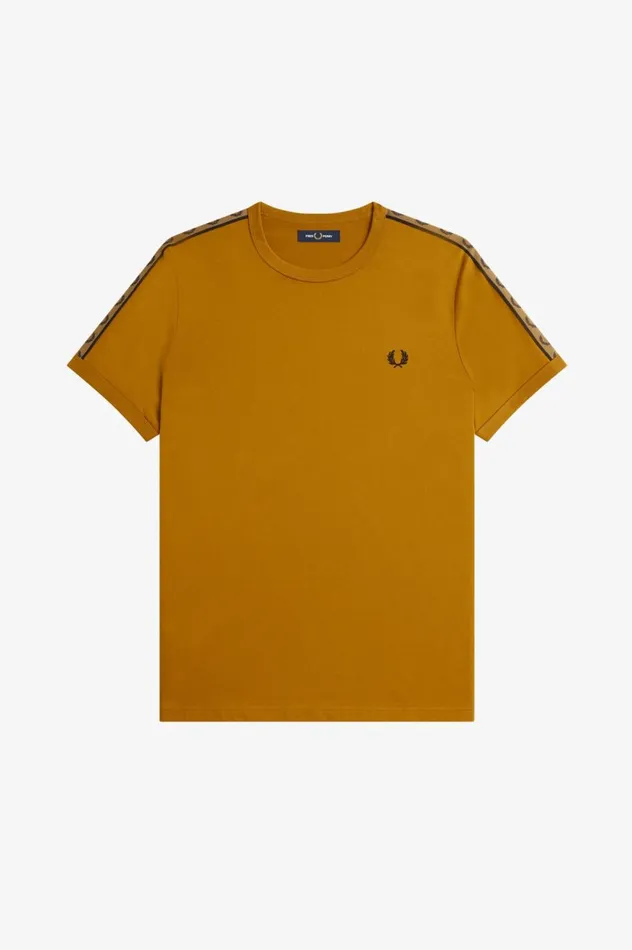 Men Contrast Tape Ringer TShirt Dark Caramelshaded Stone Fred Perry TShirts