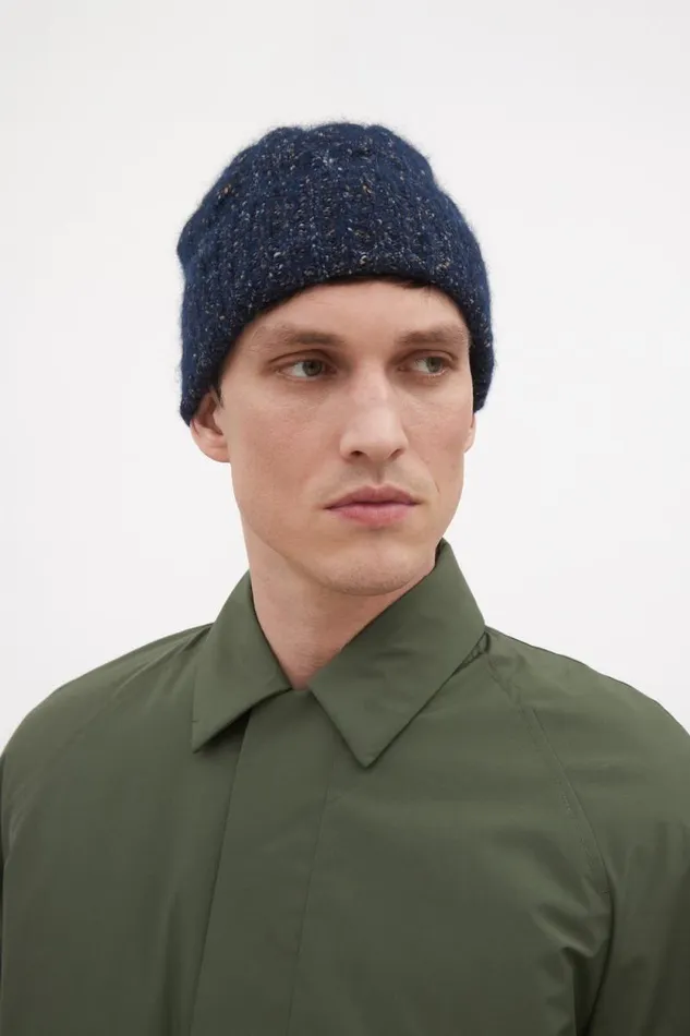 Men Cotton Alpaca Cable Beanie Dark Navy Norse Projects Beanies