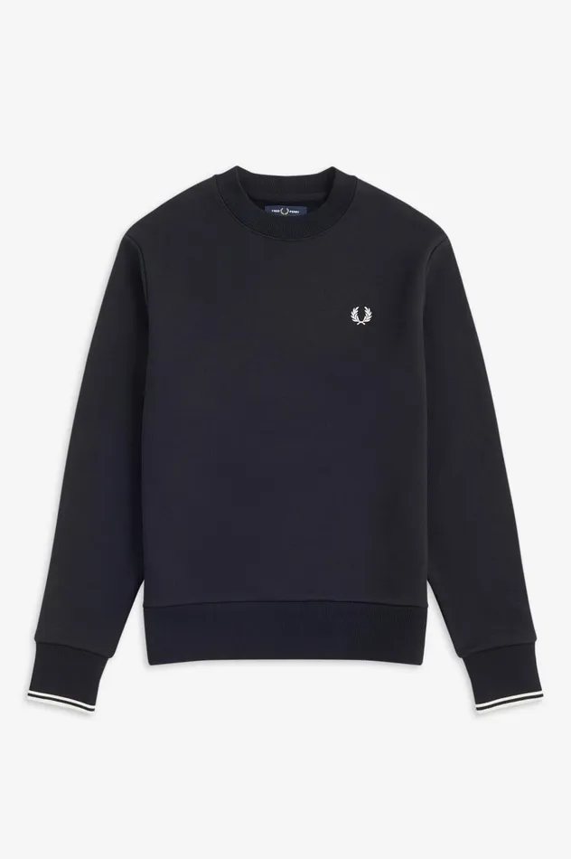Men Crew Neck Sweatshirt Black Fred Perry Sweatshirts