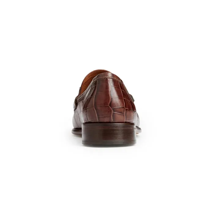 Men Dress Shoes Bruno Magli Trieste Classic Moccasin Brown Croc