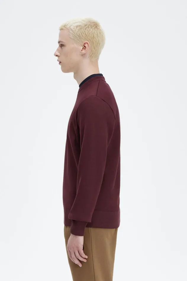 Men Embroidered Sweatshirt Oxblood Fred Perry Sweatshirts