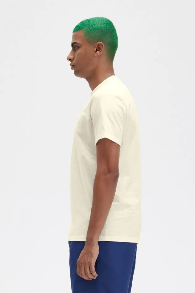 Men Embroidered TShirt Ecru Fred Perry TShirts