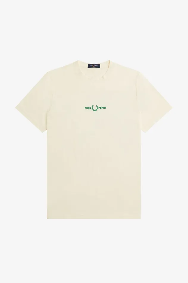Men Embroidered TShirt Ecru Fred Perry TShirts