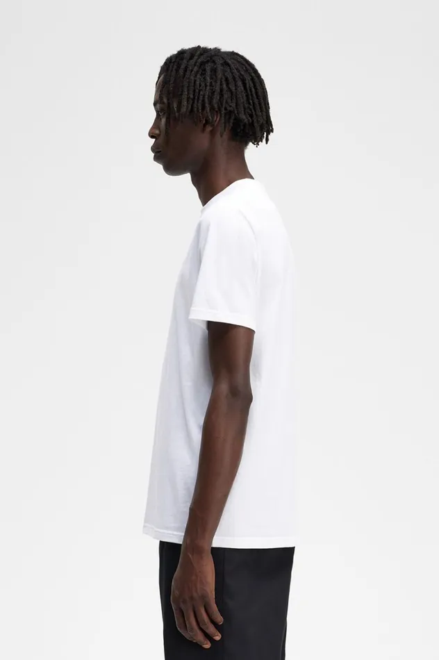 Men Embroidered TShirt White Fred Perry TShirts