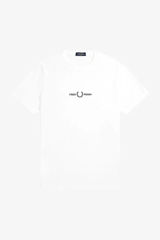 Men Embroidered TShirt White Fred Perry TShirts