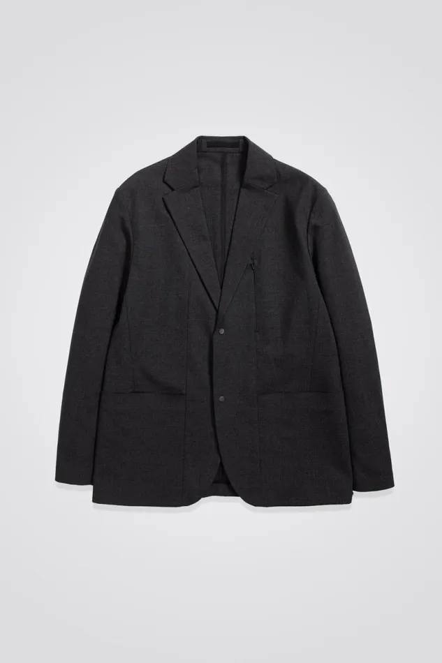 Men Emil Cordura Tech Wool Blazer Charcoal Melange Norse Projects Outerwear