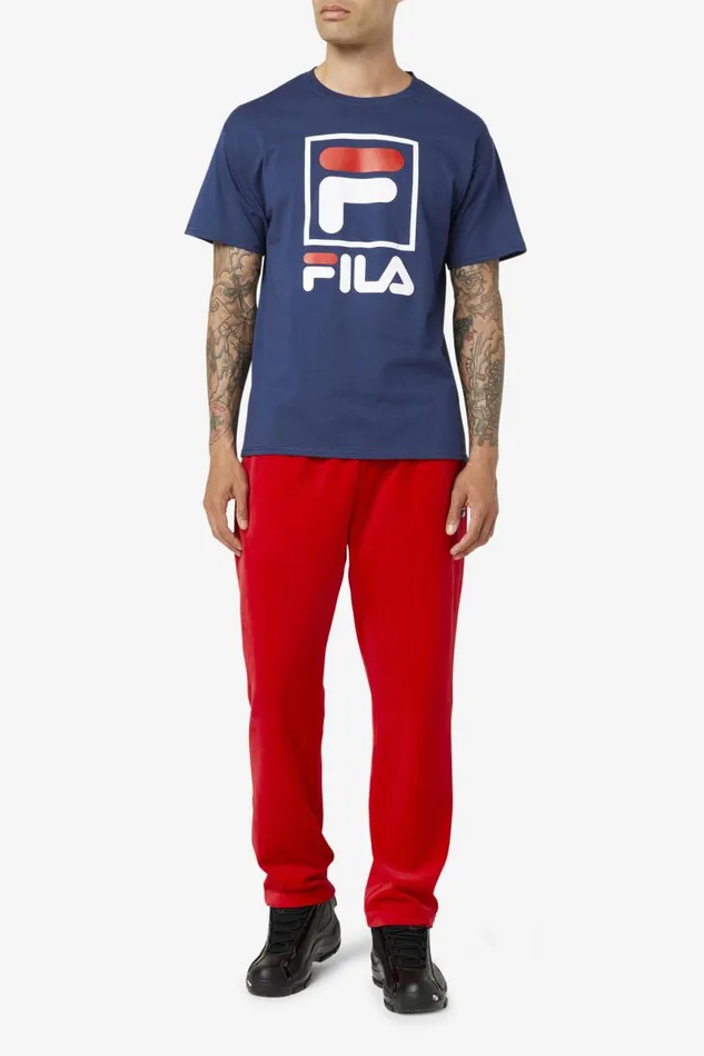 Men Fila Tops Stacked Tee Shirt Fila Navy White Fila Red
