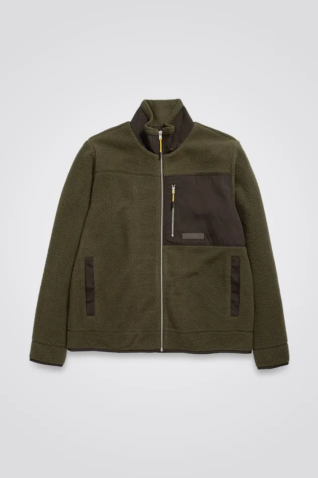 Men Frederik Fleece Full Zip Jacket Ivy Green Norse Projects Outerwear