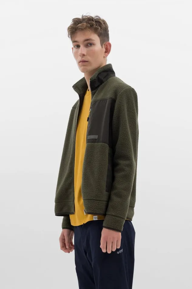 Men Frederik Fleece Full Zip Jacket Ivy Green Norse Projects Outerwear