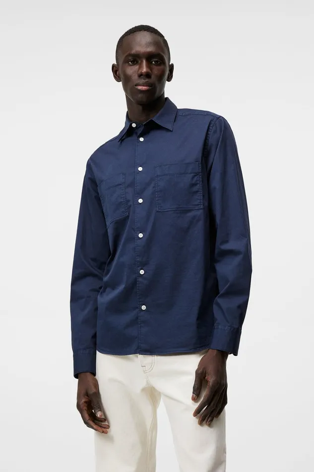 Men Gino Reg Garment Dye Shirt JL Navy JLindeberg Shirts
