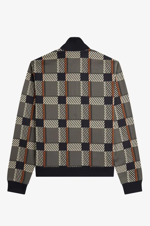 Men Glitch Tartan Track Jacket Field Green Fred Perry Track Jackets
