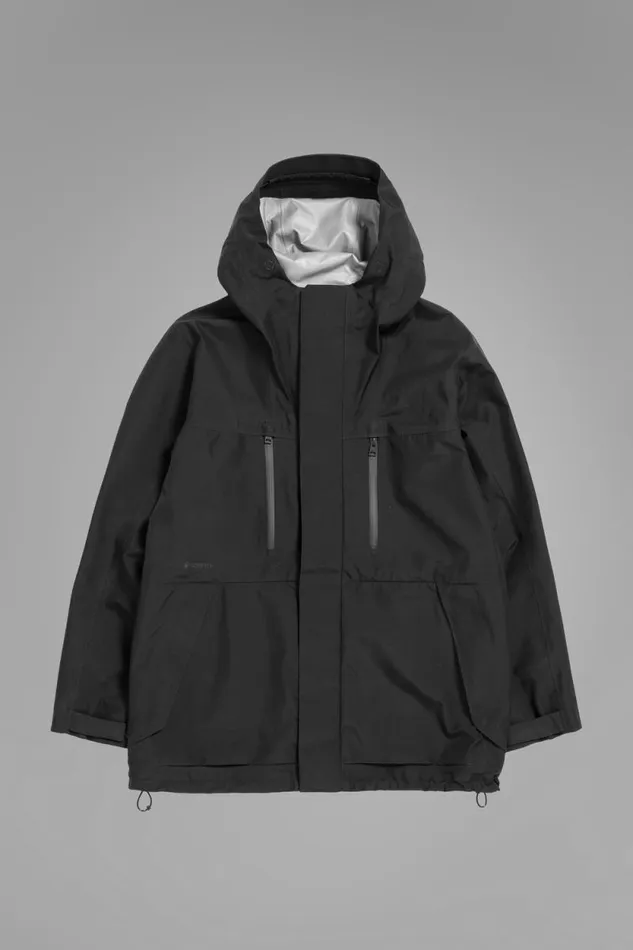 Men GoreTex 3L Hooded Parka Jacket Black Norse Projects Outerwear