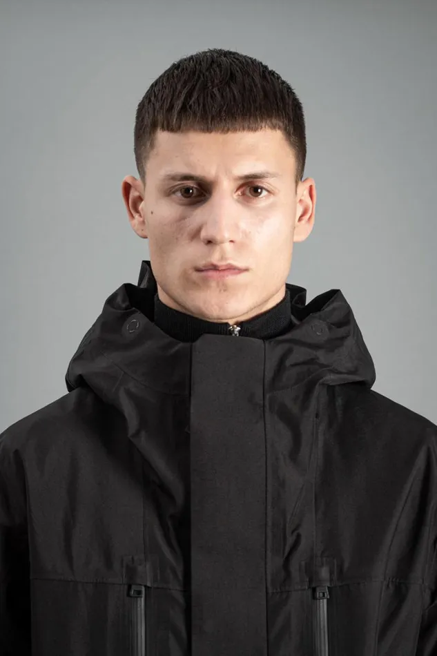 Men GoreTex 3L Hooded Parka Jacket Black Norse Projects Outerwear