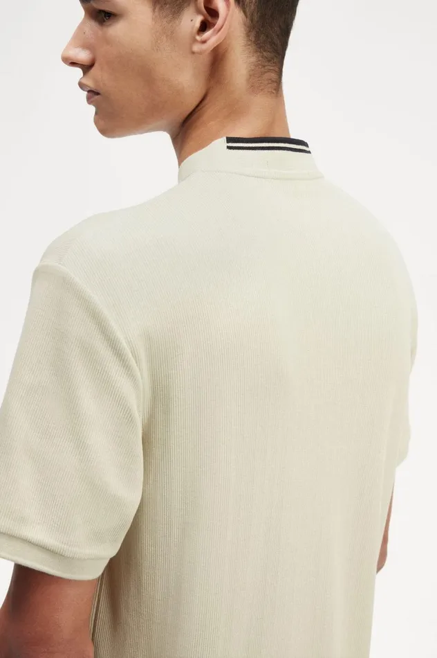 Men Henley Polo Shirt Light Oyster Fred Perry TShirts