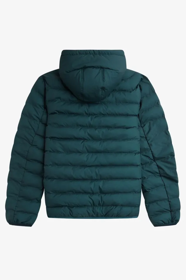 Men Hooded Insulated Jacket Petrol Blue Fred Perry Coats and Jackets