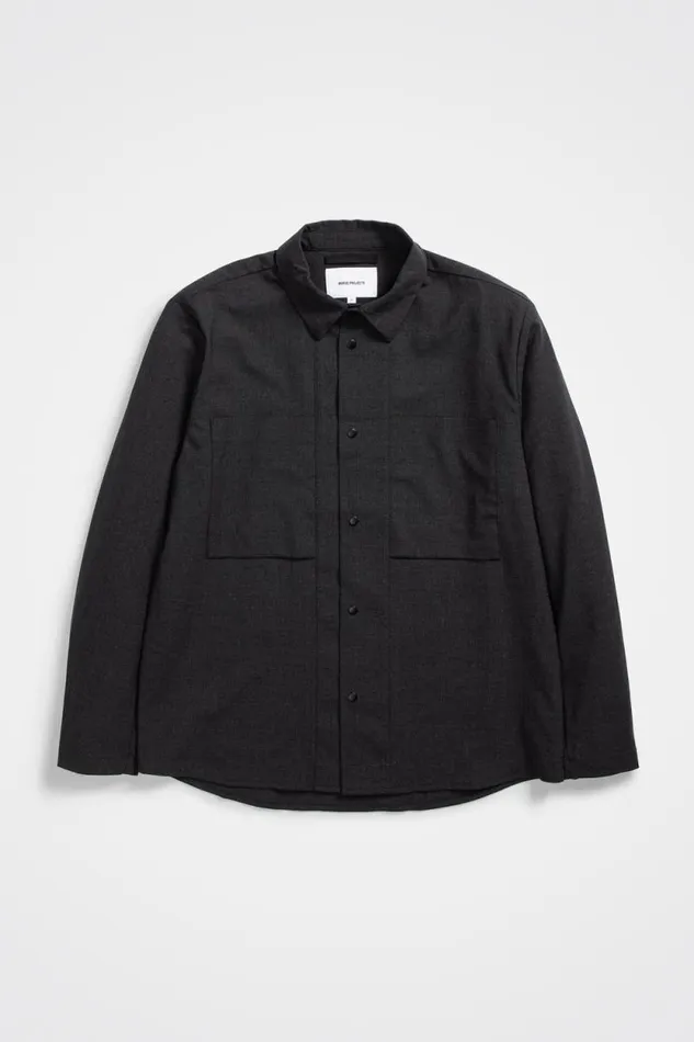 Men Jens Cordura Tech Wool Overshirt Charcoal Melange Norse Projects Overshirts Men Jens Cordura Tech Wool Overshirt Charcoal Melange Norse Projects Overshirts