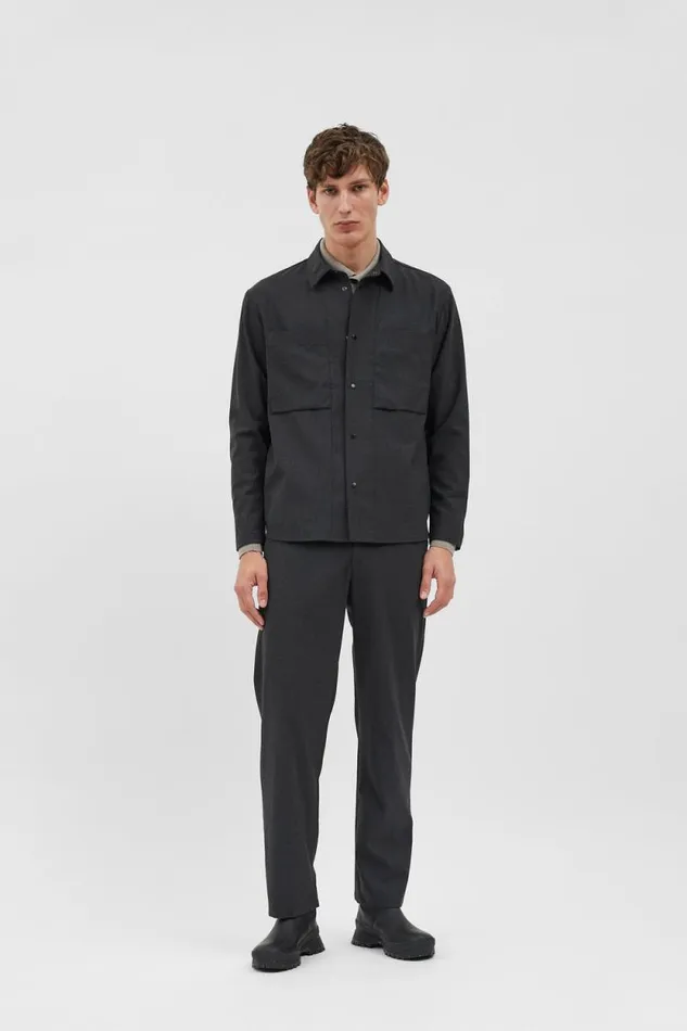 Men Jens Cordura Tech Wool Overshirt Charcoal Melange Norse Projects Overshirts