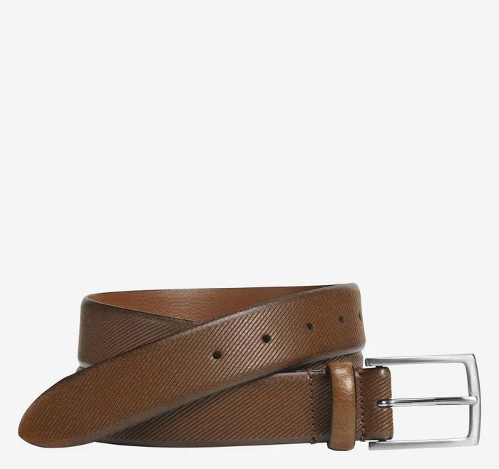 Men Johnston and Murphy Belts Diagonal Embossed Belt Tan