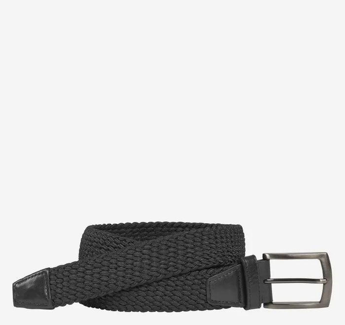 Men Johnston and Murphy Belts Woven StretchKnit Belt Black