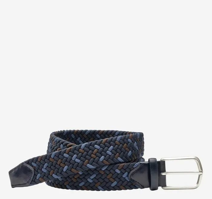 Men Johnston and Murphy Belts Woven StretchKnit Belt Blue Multi