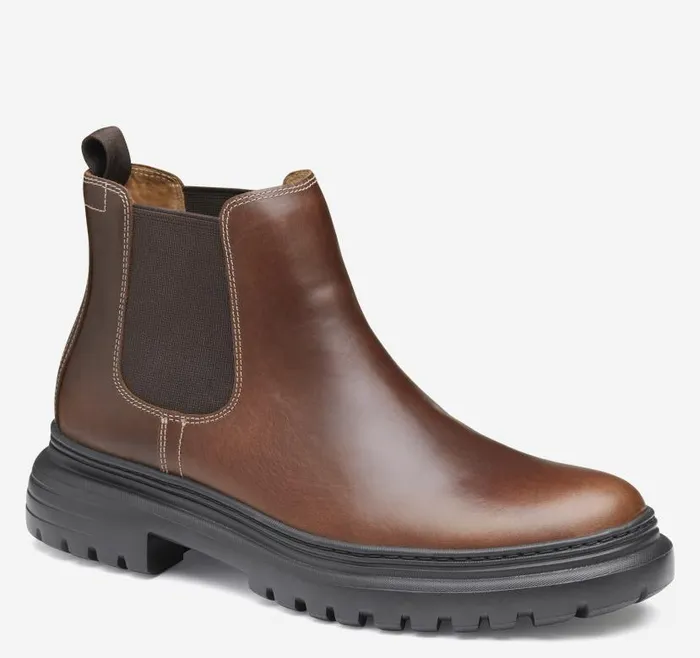 Men Johnston and Murphy Boots Kelton Chelsea Boot Mahogany Full Grain