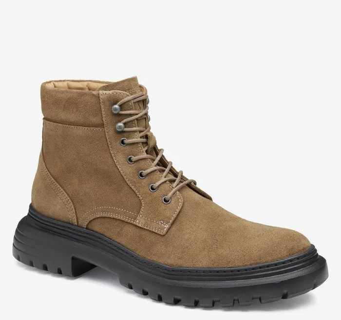 Men Johnston and Murphy Boots Kelton Plain Toe Boot Taupe Suede