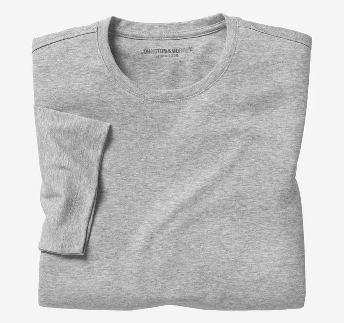 Men Johnston and Murphy Polos and Tees Essential Tee Heather Gray